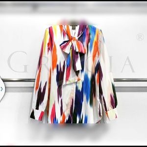Rainbow blouse with tye
